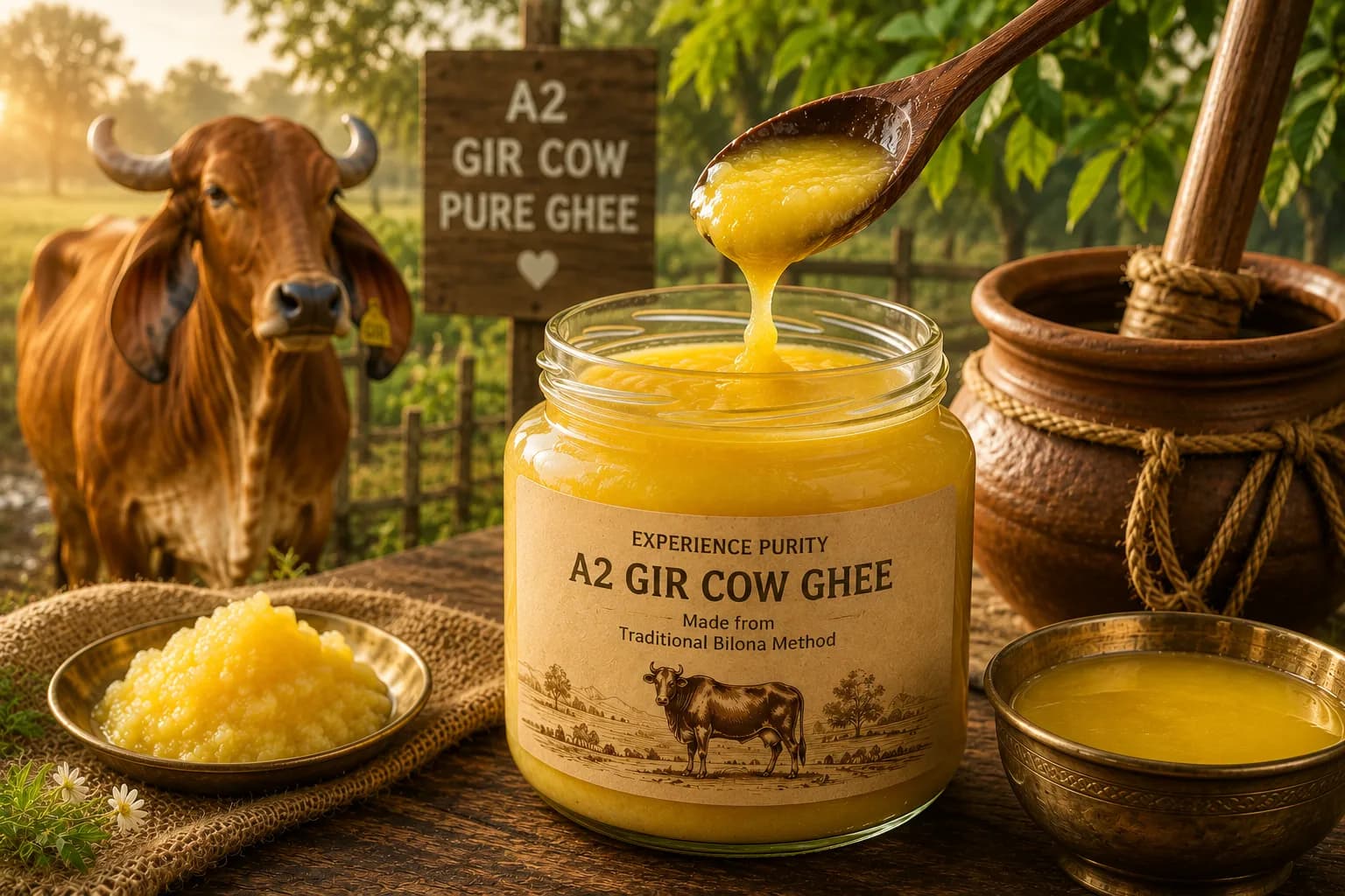 Experience the Purity of A2 Gir Cow Ghee with Amritkan
